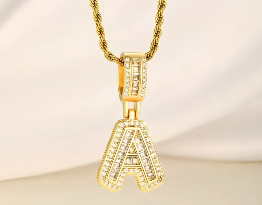 2 PCS 14K DIAMOND LETTER INITIAL NECKLACE SET(Ready to Ship)