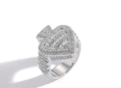 LUXIIVA® BAGUETTE  ACE OF SPADES BAND RING (Ready to Ship)