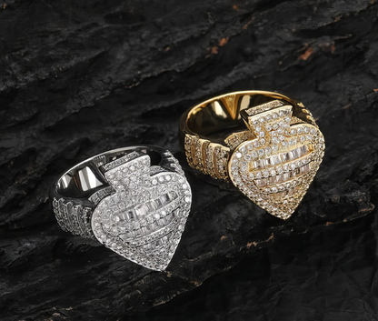 LUXIIVA® BAGUETTE  ACE OF SPADES BAND RING (Ready to Ship)