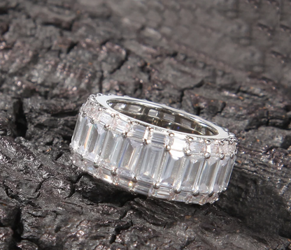 LUXIIVA® THREE LAYER EMERALD CUBIC RING