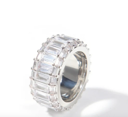 LUXIIVA® THREE LAYER EMERALD CUBIC RING