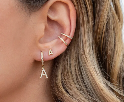 LUXIIVA® INITIAL HUGGIE HOOP EARRINGS(Ready to Ship)