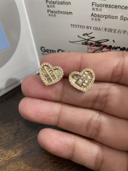 LUXIIVA® CRUSHED HEART EARRING-DIAGONAL(Ready to Ship)