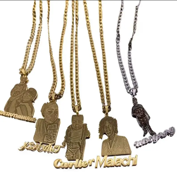 LUXIIVA® CLASSIC BLACK AND WHITE CUSTOM PICTURE  NECKLACE