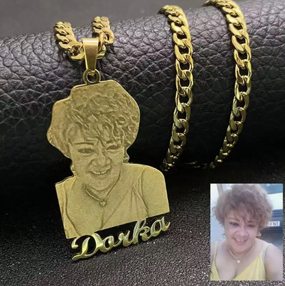 LUXIIVA® CLASSIC BLACK AND WHITE CUSTOM PICTURE  NECKLACE