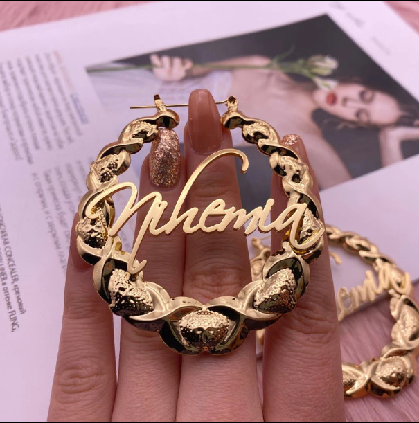 LUXIIVA® XOXO BAMBOO HOOP EARRINGS