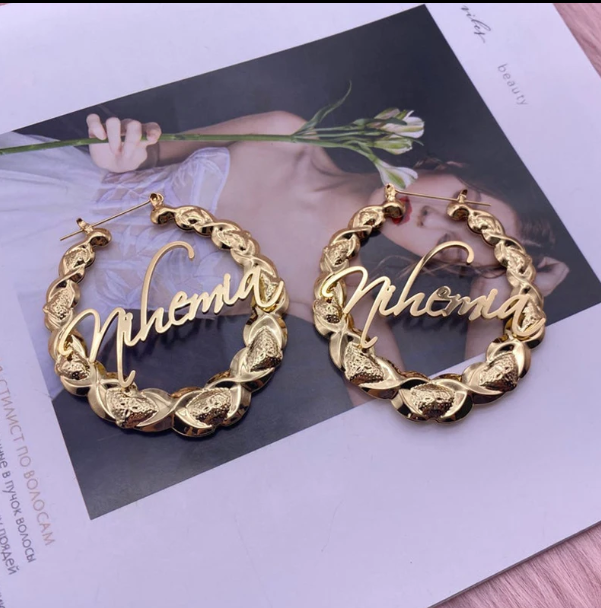 LUXIIVA® XOXO BAMBOO HOOP EARRINGS