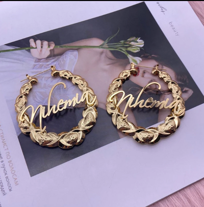 LUXIIVA® XOXO BAMBOO HOOP EARRINGS