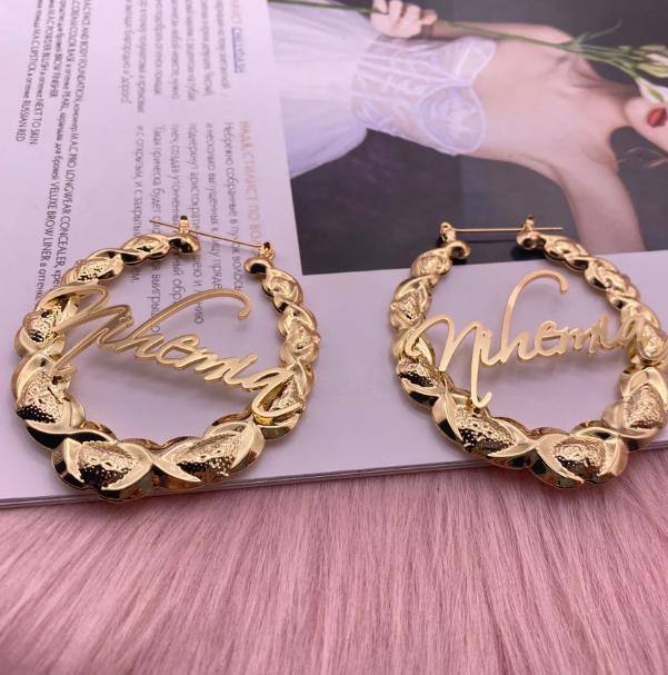 LUXIIVA® XOXO BAMBOO HOOP EARRINGS