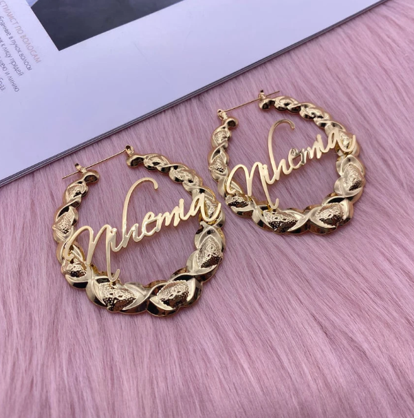LUXIIVA® XOXO BAMBOO HOOP EARRINGS