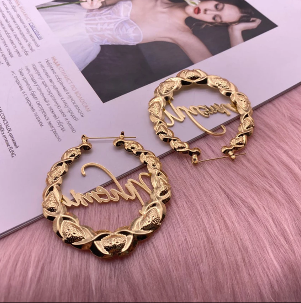 LUXIIVA® XOXO BAMBOO HOOP EARRINGS