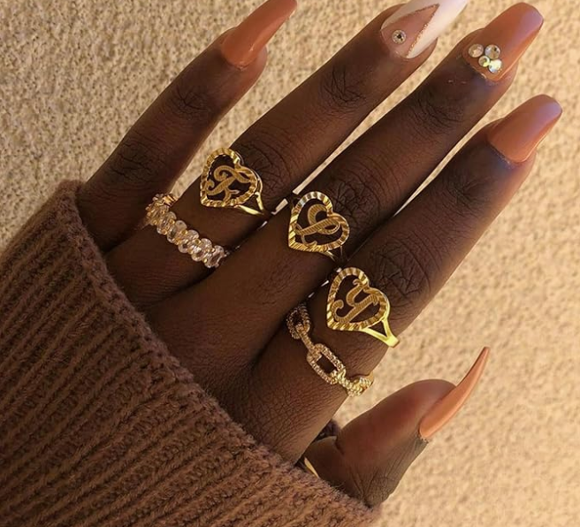 LUXIIVA® VINTAGE HEART INITIAL RING(Ready to Ship)