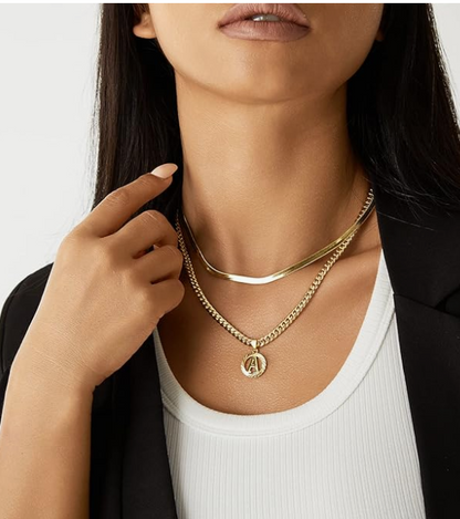 LUXIIVA®  HOLLOW CAPITAL INITIAL NECKLACE(Ready to Ship)