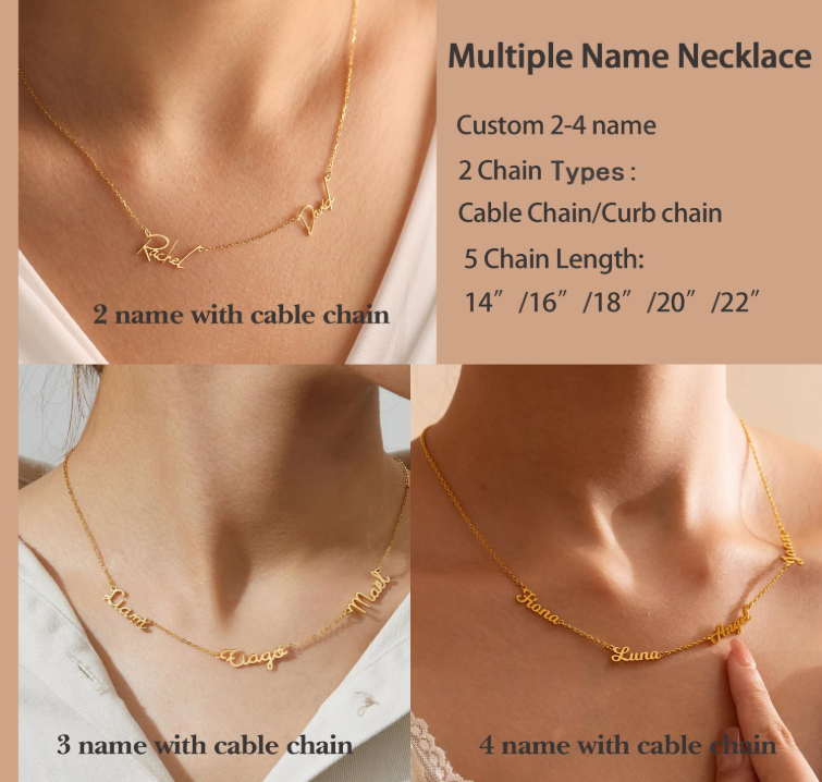 LUXIIVA®  MULTI NAME CUSTOM NECKLACE