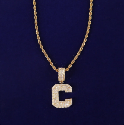 LUXIIVA® INITIAL BAGUETTE PENDANT SOLID LETTER(Ready to Ship)