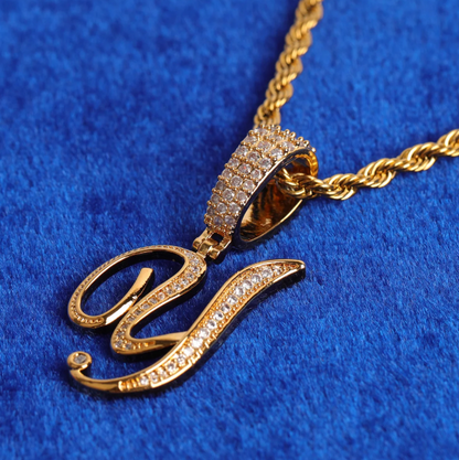 LUXIIVA® WOMEN INITIAL CURSIVE HIP HOP PENDANT(Ready to Ship)
