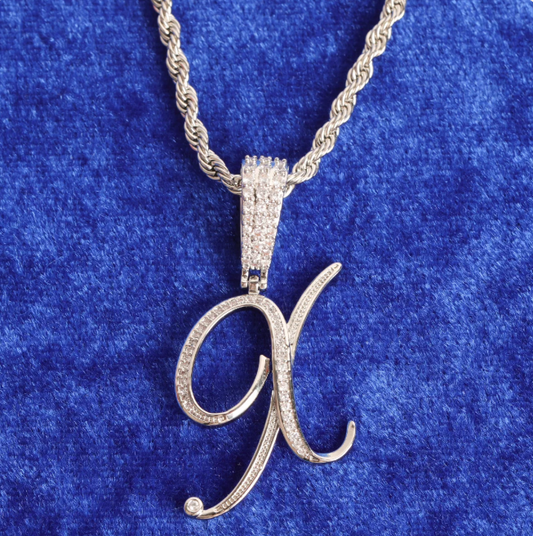 LUXIIVA® WOMEN INITIAL CURSIVE HIP HOP PENDANT(Ready to Ship)