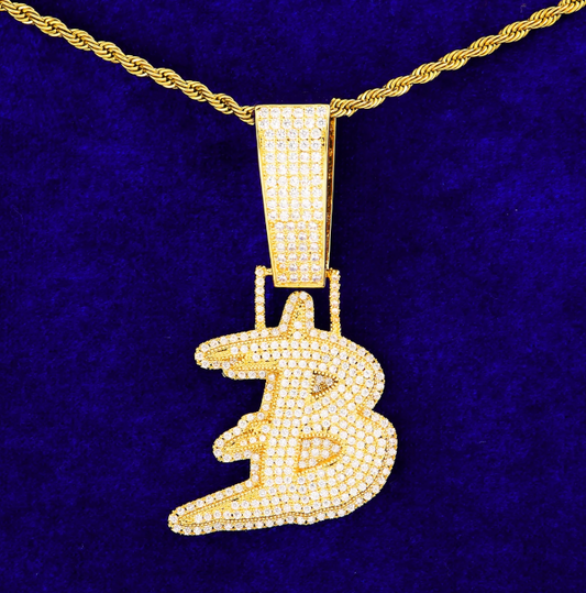 LUXIIVA® ICED OUT INITIAL SINGLE LETTER PENDANT(Ready to Ship)