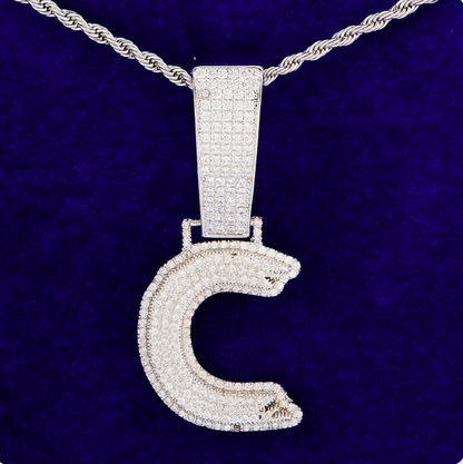 LUXIIVA® ICED OUT INITIAL SINGLE LETTER PENDANT(Ready to Ship)