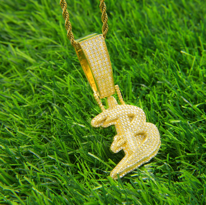 LUXIIVA® ICED OUT INITIAL SINGLE LETTER PENDANT(Ready to Ship)