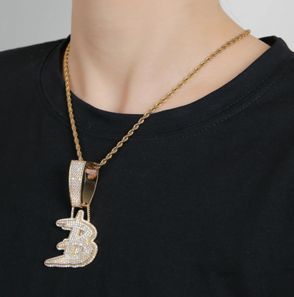LUXIIVA® ICED OUT INITIAL SINGLE LETTER PENDANT(Ready to Ship)