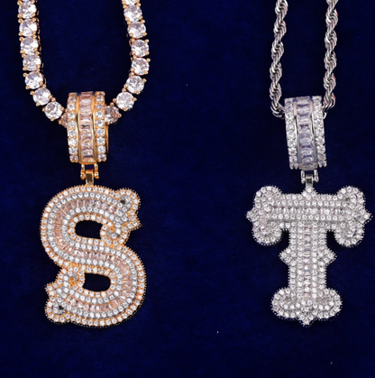 LUXIIVA® INITIAL SINGLE ICED OUT FROZEN PENDANT(Ready to Ship)