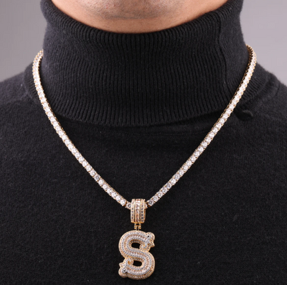 LUXIIVA® INITIAL SINGLE ICED OUT FROZEN PENDANT(Ready to Ship)