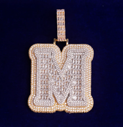 LUXIIVA® A-Z SINGLE BAGUETTE ROCK RAPPER PENDANT(Ready to Ship)