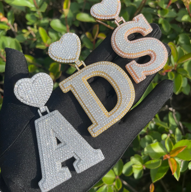 LUXIIVA® ICED OUT INITIAL LOVE PENDANT(Ready to Ship)