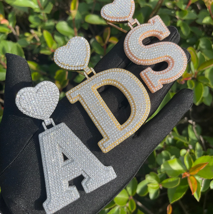 LUXIIVA® ICED OUT INITIAL LOVE PENDANT(Ready to Ship)