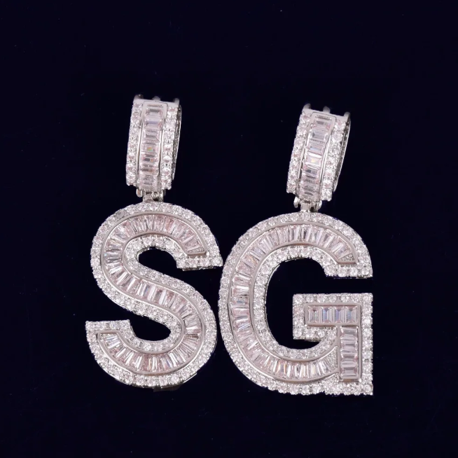 LUXIIVA®  BAGUETTE INITIAL LETTER PENDANT(Ready to Ship)