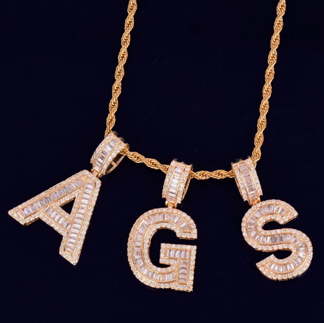 LUXIIVA®  BAGUETTE INITIAL LETTER PENDANT(Ready to Ship)