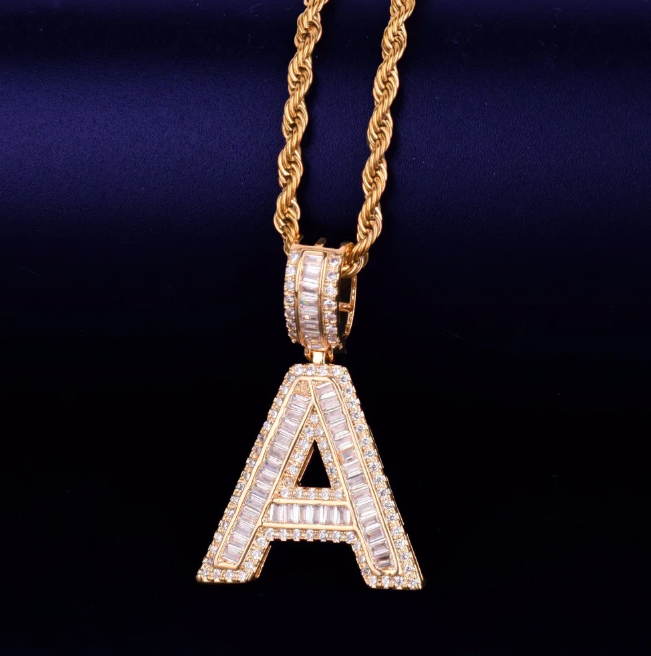 LUXIIVA®  BAGUETTE INITIAL LETTER PENDANT(Ready to Ship)