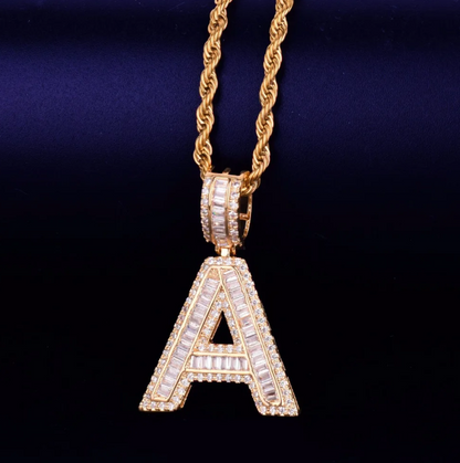 LUXIIVA®  BAGUETTE INITIAL LETTER PENDANT(Ready to Ship)