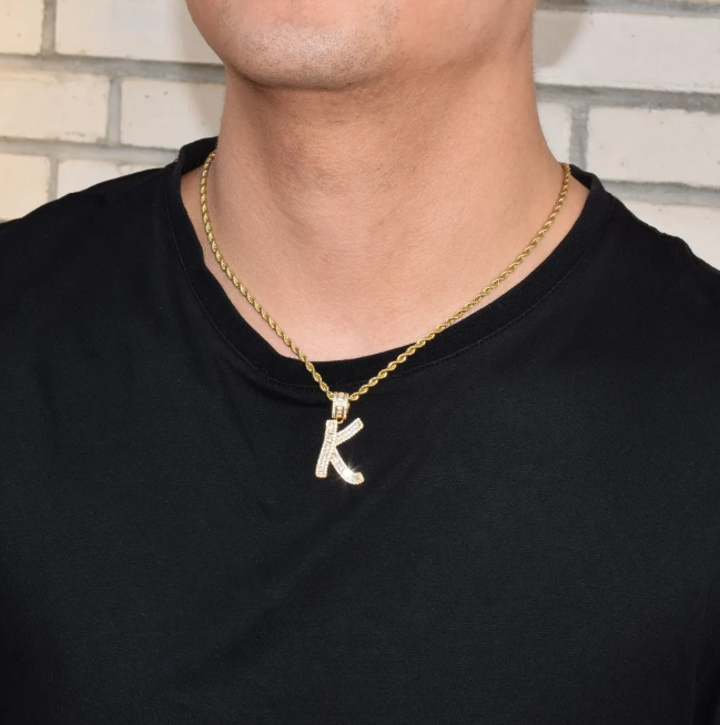 LUXIIVA® A-Z  BAGUETTE INITIAL LETTERS HIP HOP PENDANT(Ready to Ship)