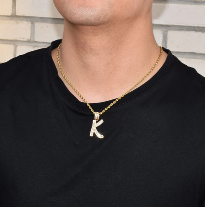 LUXIIVA® A-Z  BAGUETTE INITIAL LETTERS HIP HOP PENDANT(Ready to Ship)