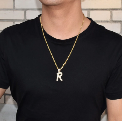 LUXIIVA® A-Z  BAGUETTE INITIAL LETTERS HIP HOP PENDANT(Ready to Ship)