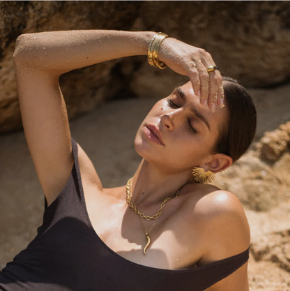 LUXIIVA® GOLD FAN EARRINGS(Ready to Ship)