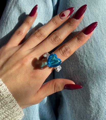 LUXIIVA® OCEAN HEART SPARKLE RING