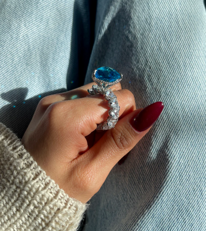 LUXIIVA® OCEAN HEART SPARKLE RING