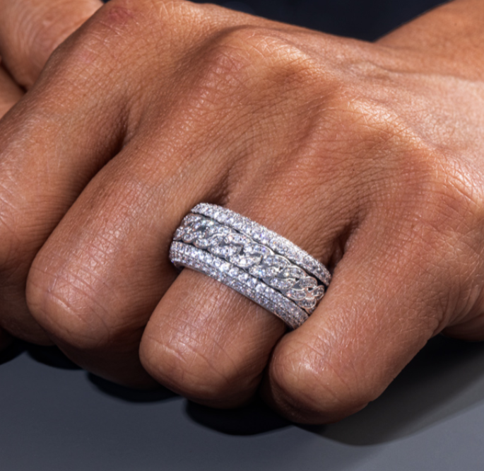 LUXIIVA® ICED ROTATABLE CUBAN RING(Ready to Ship)