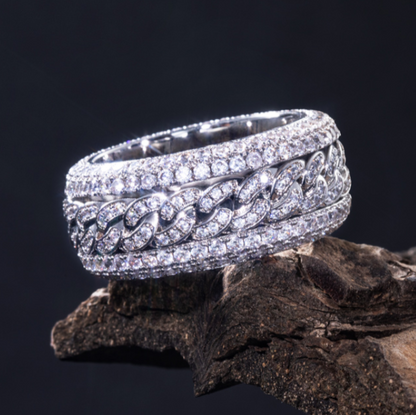 LUXIIVA® ICED ROTATABLE CUBAN RING(Ready to Ship)