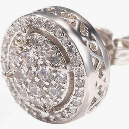 LUXIIVA® RADIANT HALO CLUSTER STUD EARRINGS