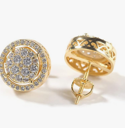 LUXIIVA® RADIANT HALO CLUSTER STUD EARRINGS