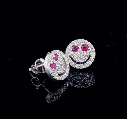 LUXIIVA® SMILEY FACE MOISSANITE STUD EARRINGS(Ready to Ship)