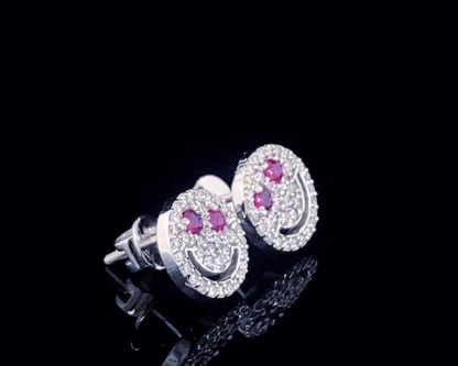 LUXIIVA® SMILEY FACE MOISSANITE STUD EARRINGS(Ready to Ship)