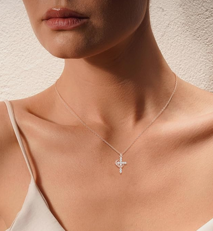 LUXIIVA® SPARKLING CROWN CROSS NECKLACE (Ready to Ship)