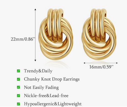 LUXIIVA® CHIC KNOT STATEMENT EARRING (Ready to Ship)
