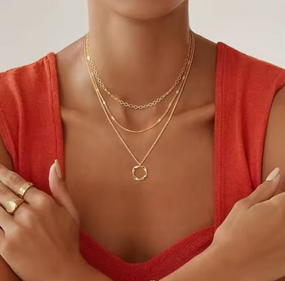 LUXIIVA®  LUXE 3-PIECE LAYERED NECKLACE SET (Ready to Ship)