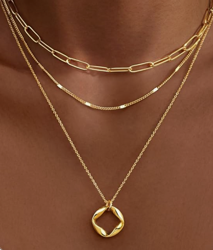 LUXIIVA®  LUXE 3-PIECE LAYERED NECKLACE SET (Ready to Ship)